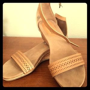Me Too wedge sandals with ankle strap. Size 8 W